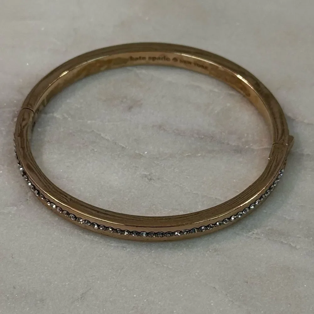 Kate Spade Rose Gold Ring It Up Pave Bangle Hinged Bracelet - Picture 6 of 7
